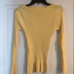 Yellow ribbed off shoulder sweater